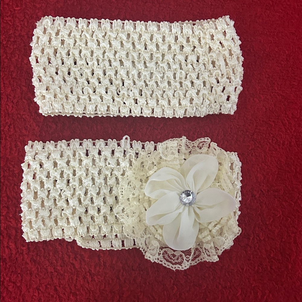 Cream Crochet Headband with Flower